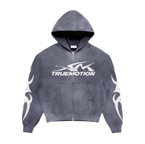 Core Zip Hoodie Set de TRUEMOTION con diseño de calle, fabricado en 100% algodón, color gris.